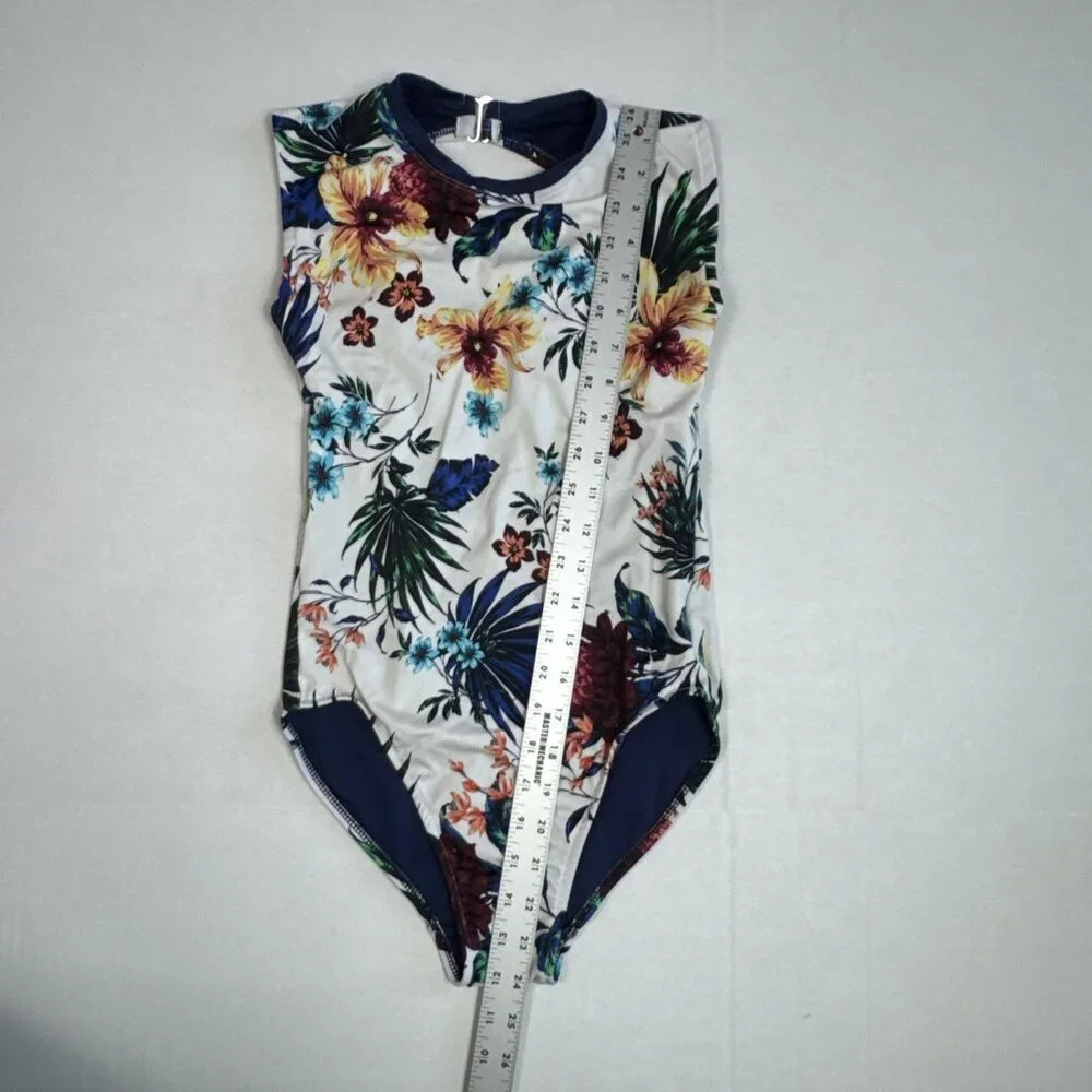 Hapari Women's XS = 0/2 One‎ Piece Swimsuit Navy Floral EUC